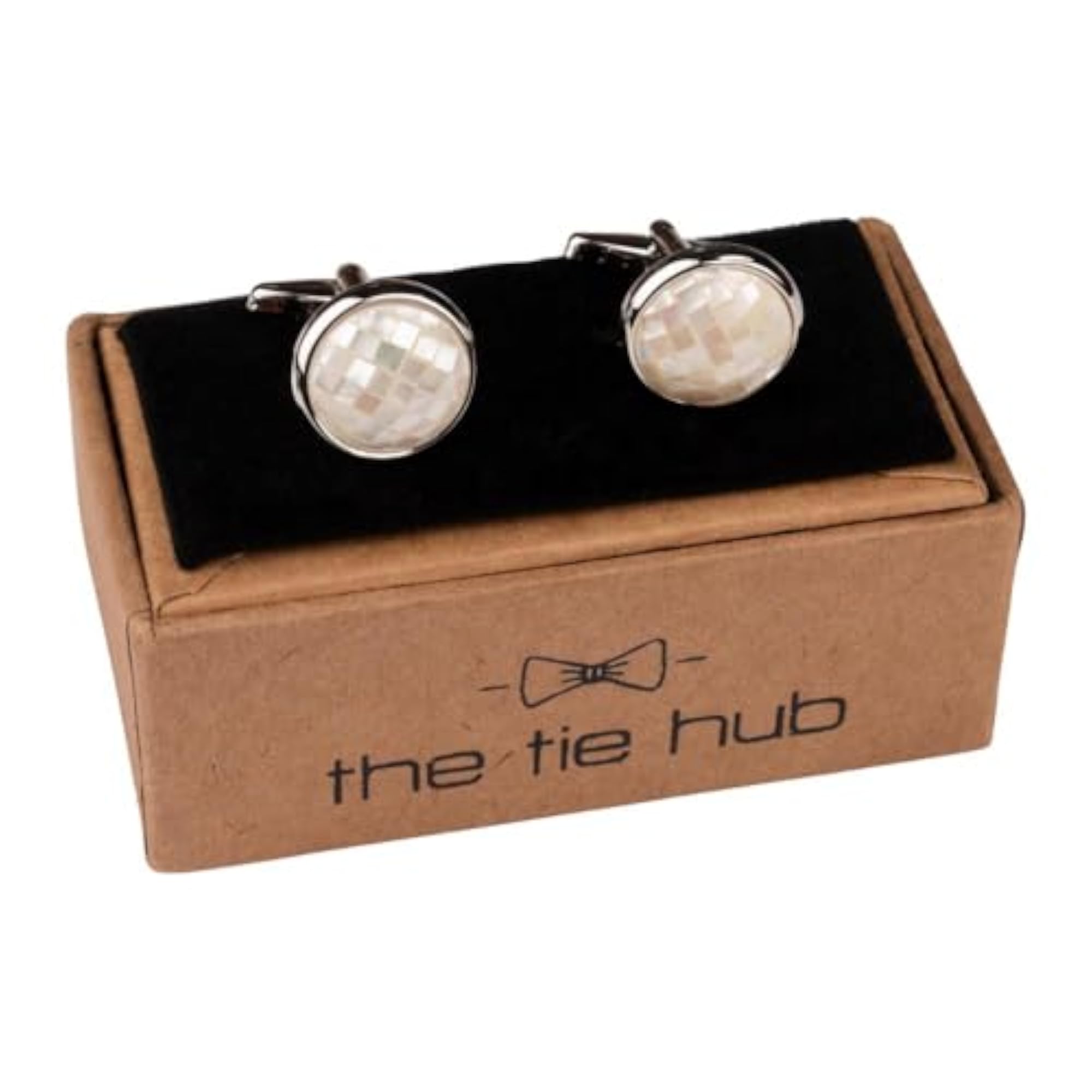 Men's White Mother of Pearl Cufflinks with Round Design